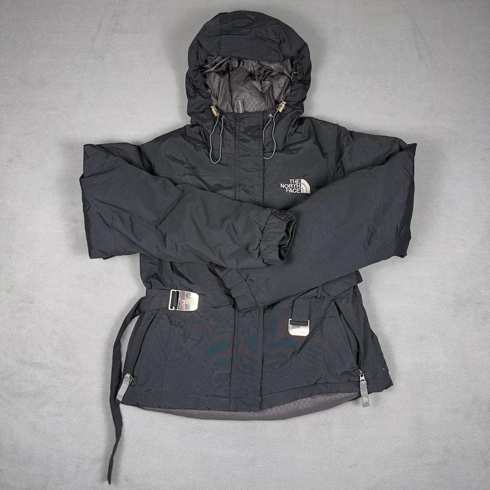The North Face Womens XS Black HyVent Goose Down Hooded Belted Winter Parka
